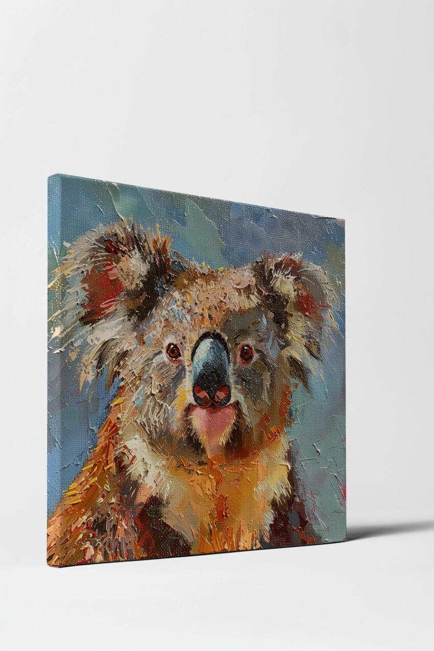 Öl Poster Koala Kopf farbig nah