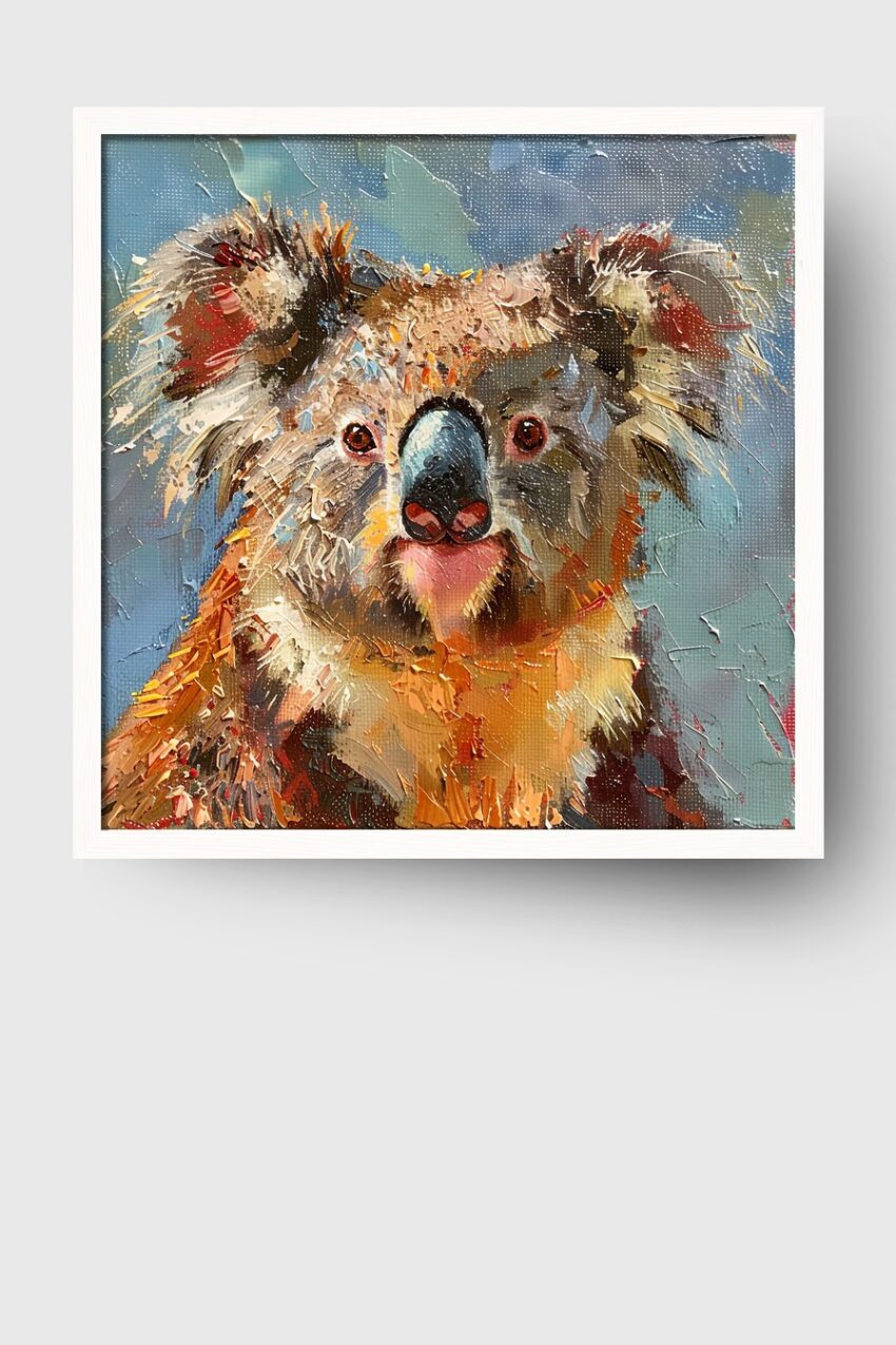 Öl Poster Koala Kopf farbig nah