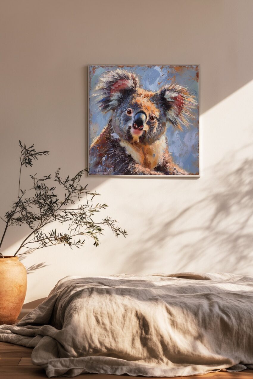 Malerei Poster Koala Kopf farbig detailreich