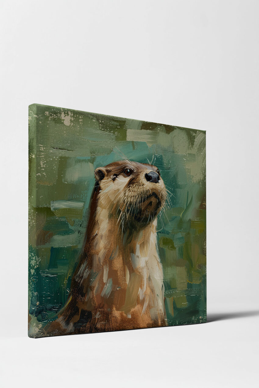 Digitale Kunst Poster Seeotter Kopf naturfarben grün grau