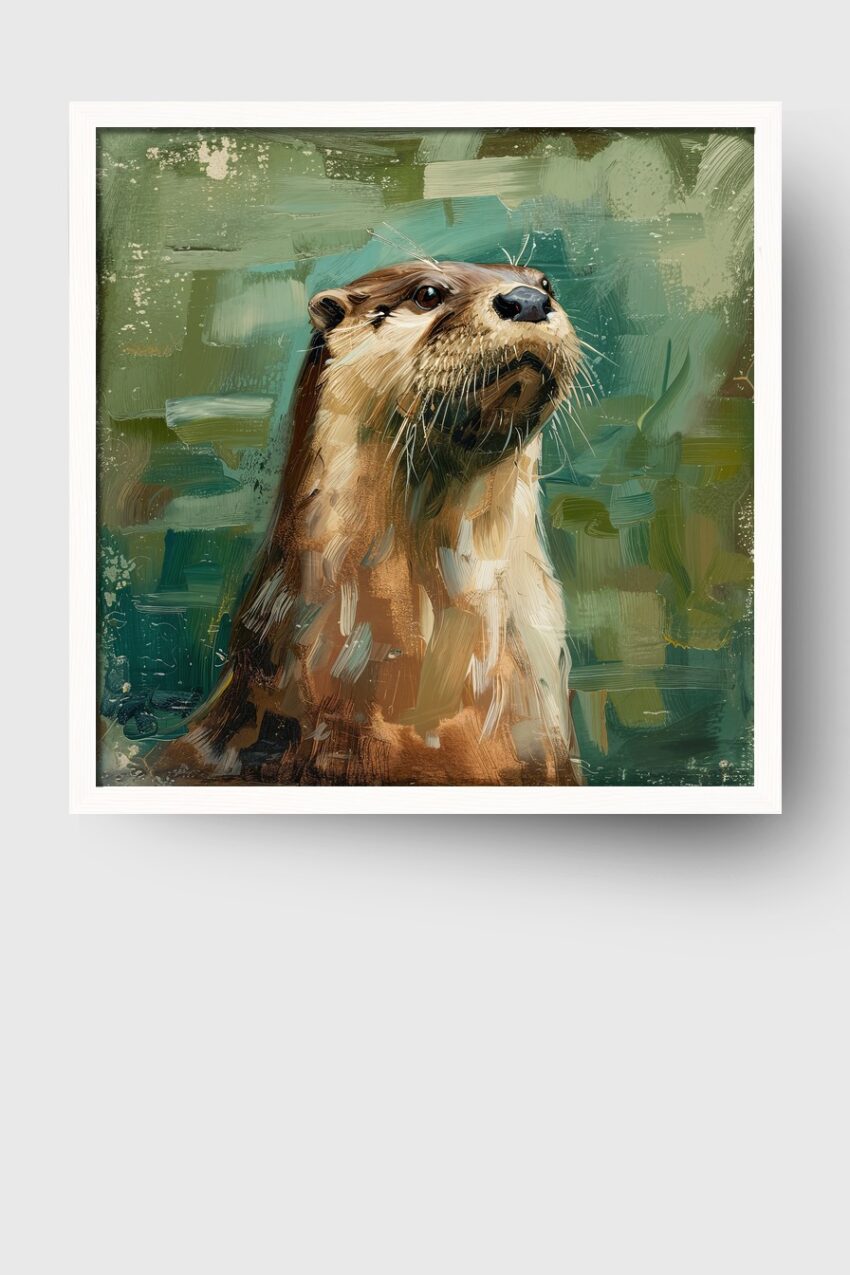 Digitale Kunst Poster Seeotter Kopf naturfarben grün grau