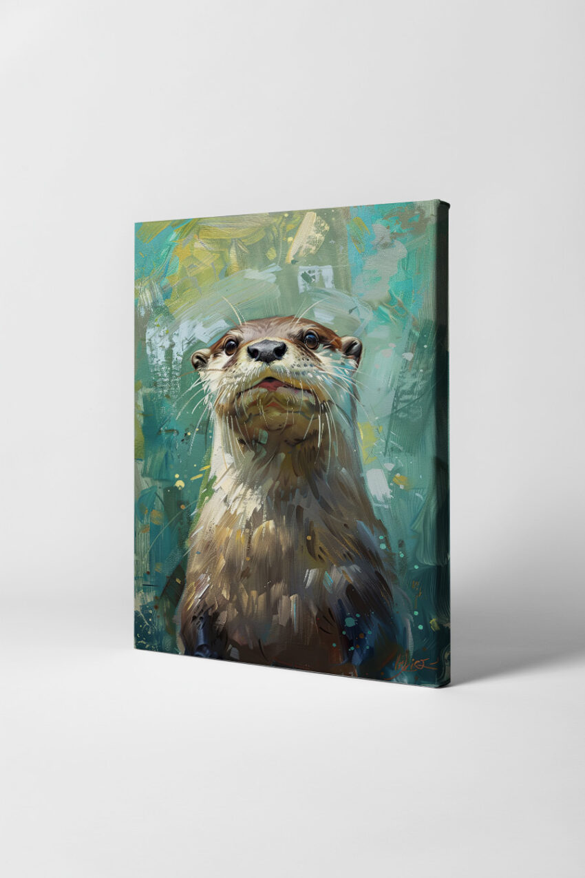 Digitale Kunst Poster Fischotter Nahaufnahme braun grün