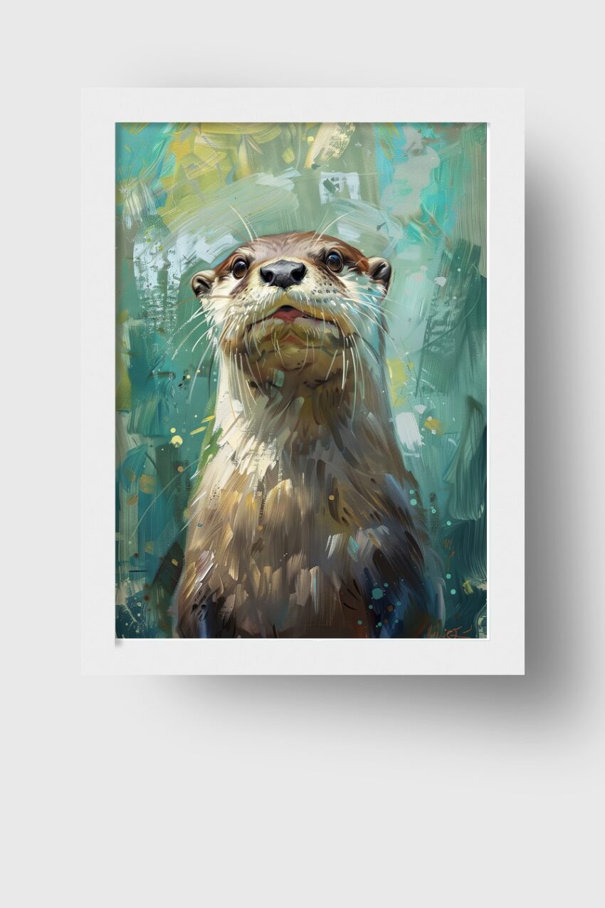 Digitale Kunst Poster Fischotter Nahaufnahme braun grün