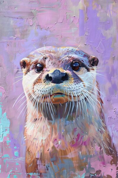 Fischotter farbig Gerahmt