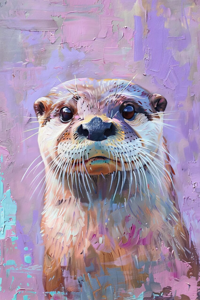 Digitale Kunst Poster Fischotter farbig detailliert