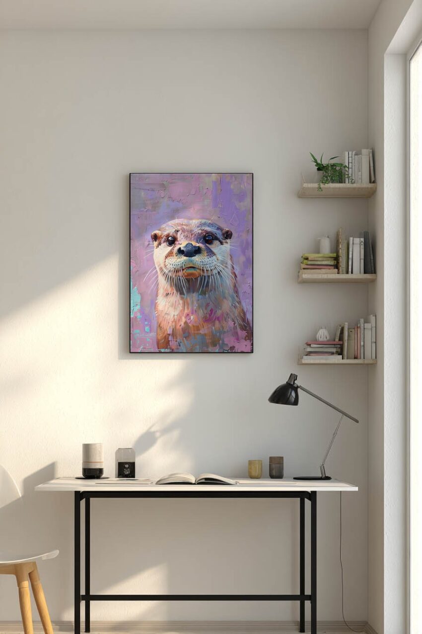 Digitale Kunst Poster Fischotter farbig detailliert