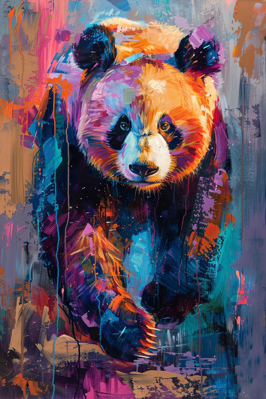 Digitale Kunst Poster Panda bunt farbenfroh abstrakt
