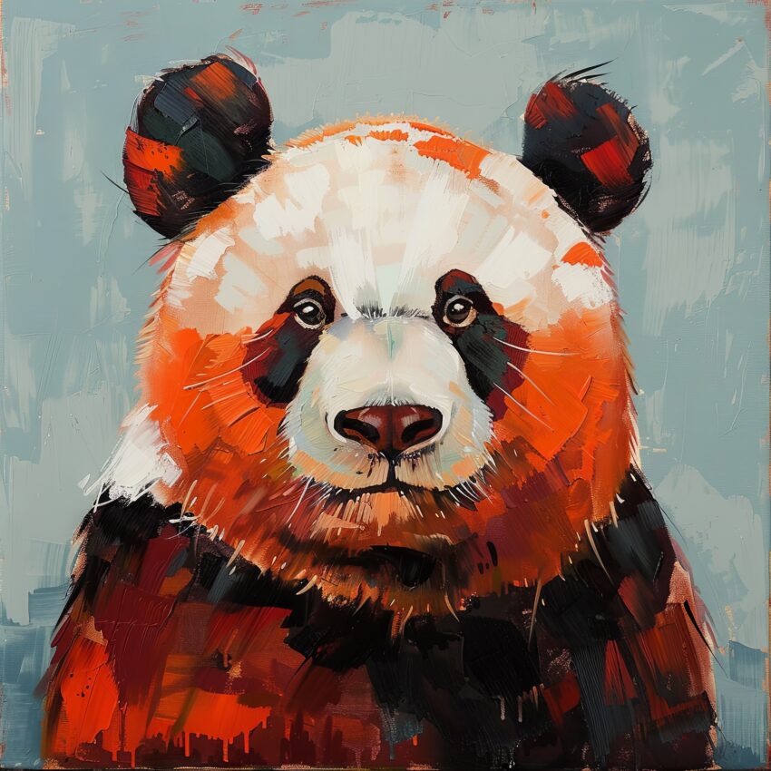 Digitale Kunst Poster Panda bunt farbig Kopf