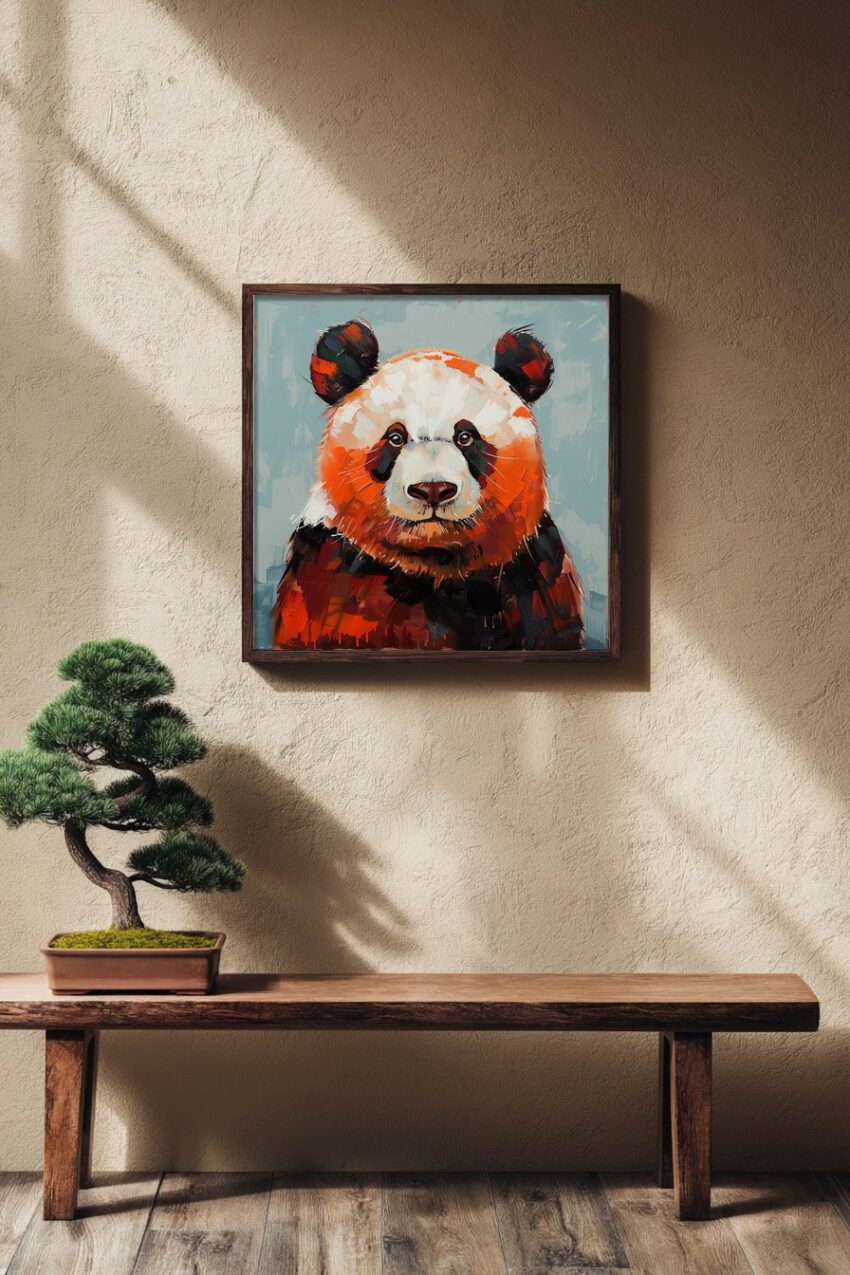 Digitale Kunst Poster Panda bunt farbig Kopf