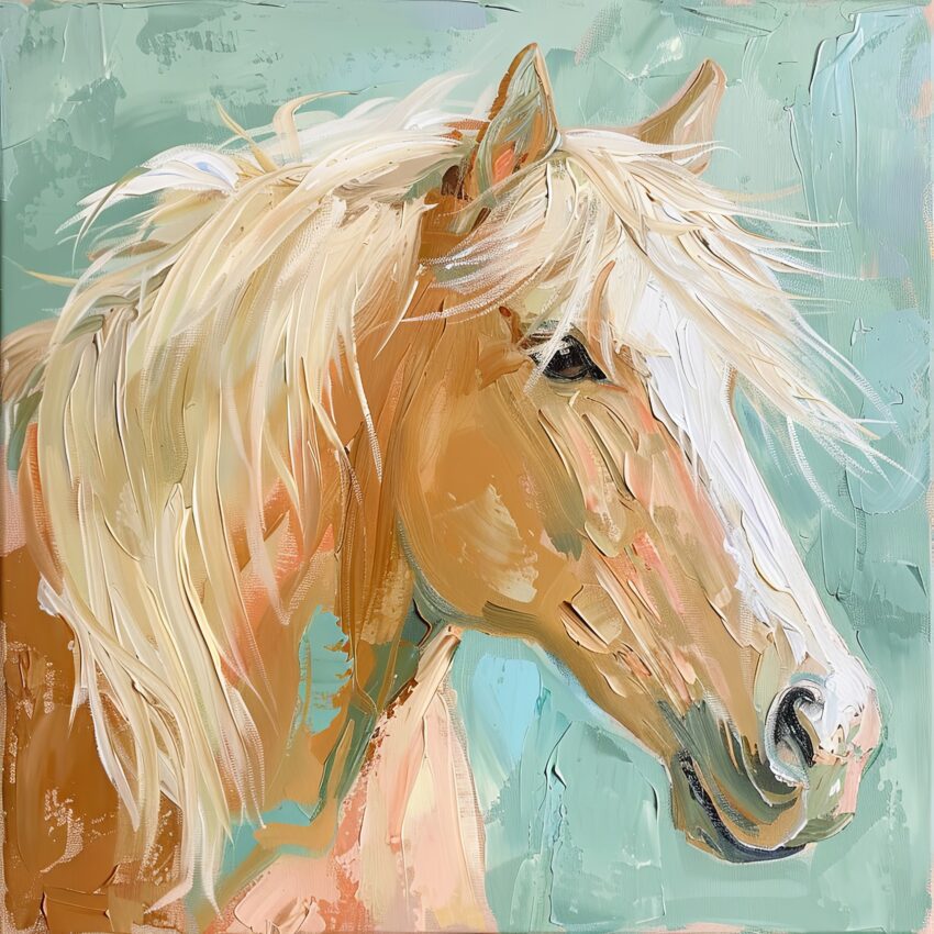 Malerei Poster Pferdekopf beige hell