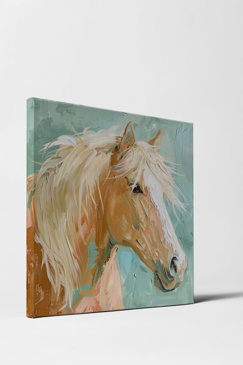 Malerei Poster Pferdekopf beige hell