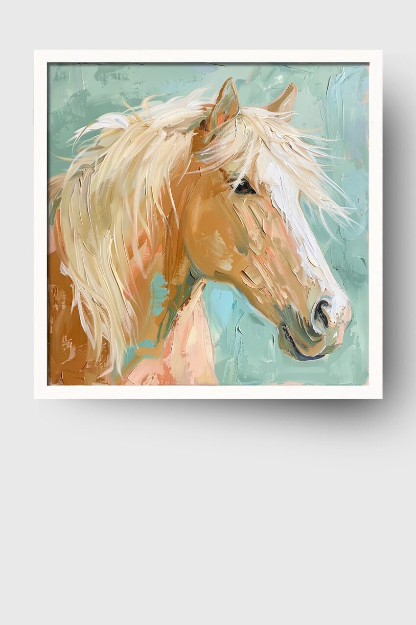 Malerei Poster Pferdekopf beige hell