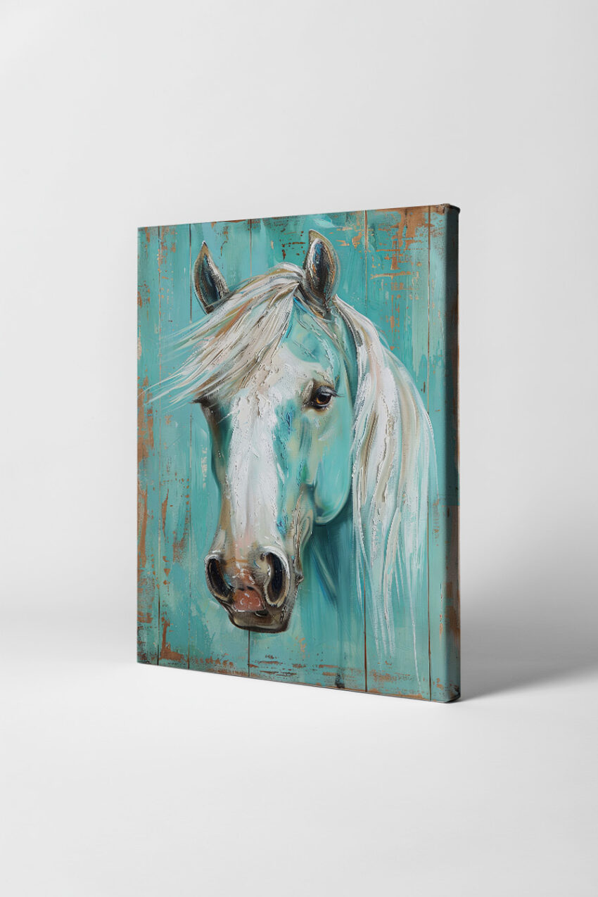 Digitale Kunst Poster Pferdekopf weiß türkis