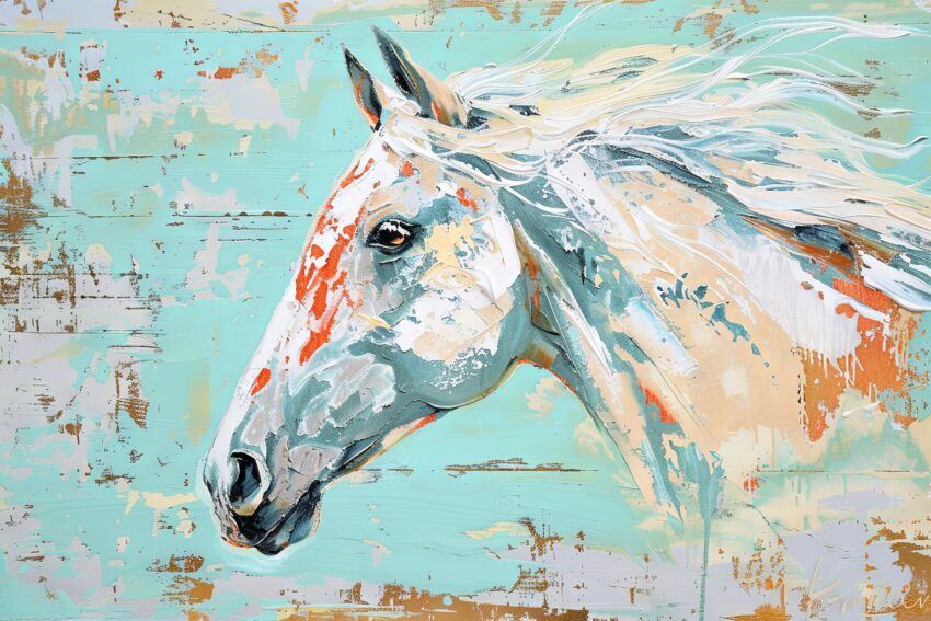 Malerei Poster Pferdekopf bunt farbig