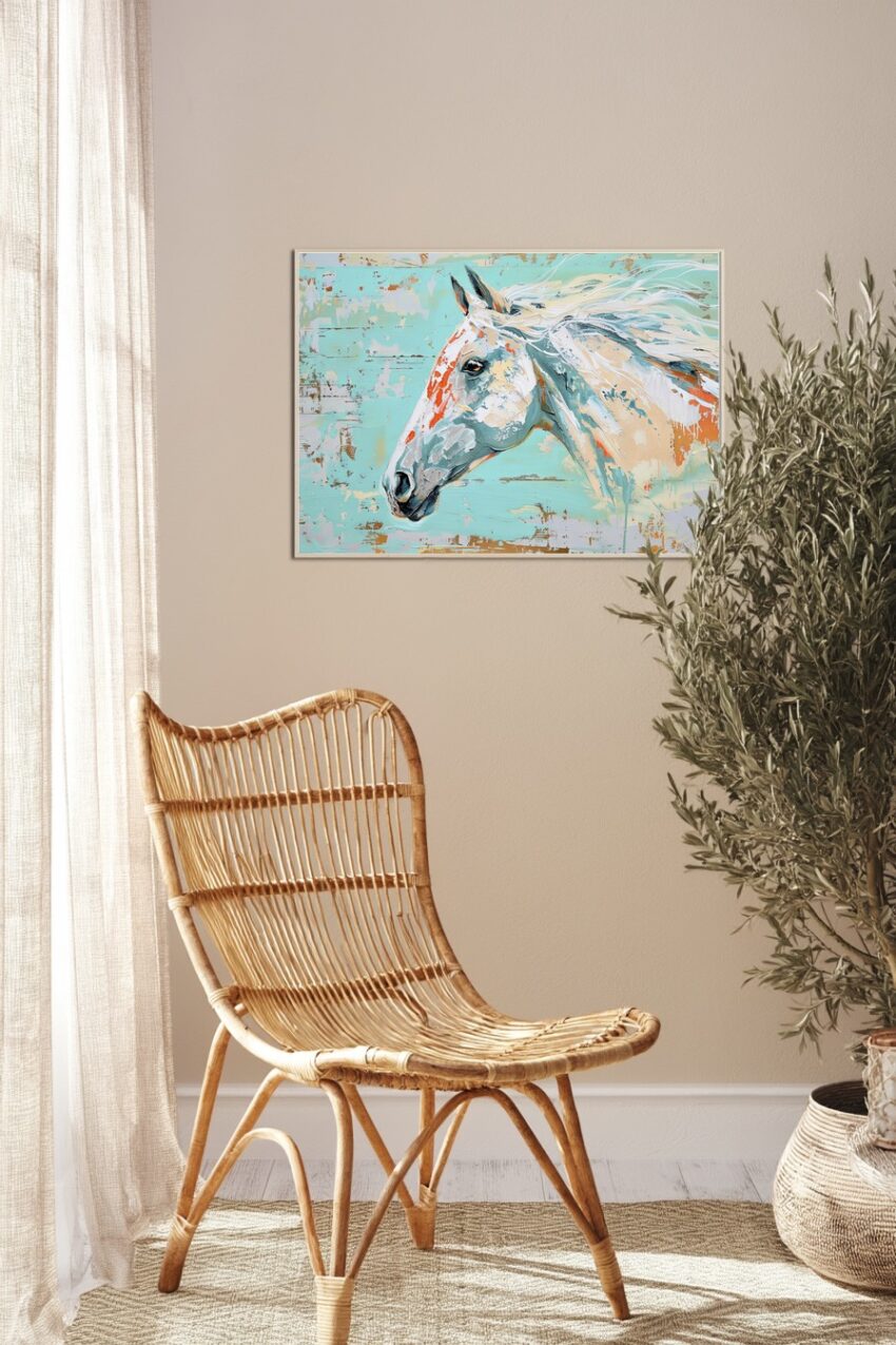 Malerei Poster Pferdekopf bunt farbig