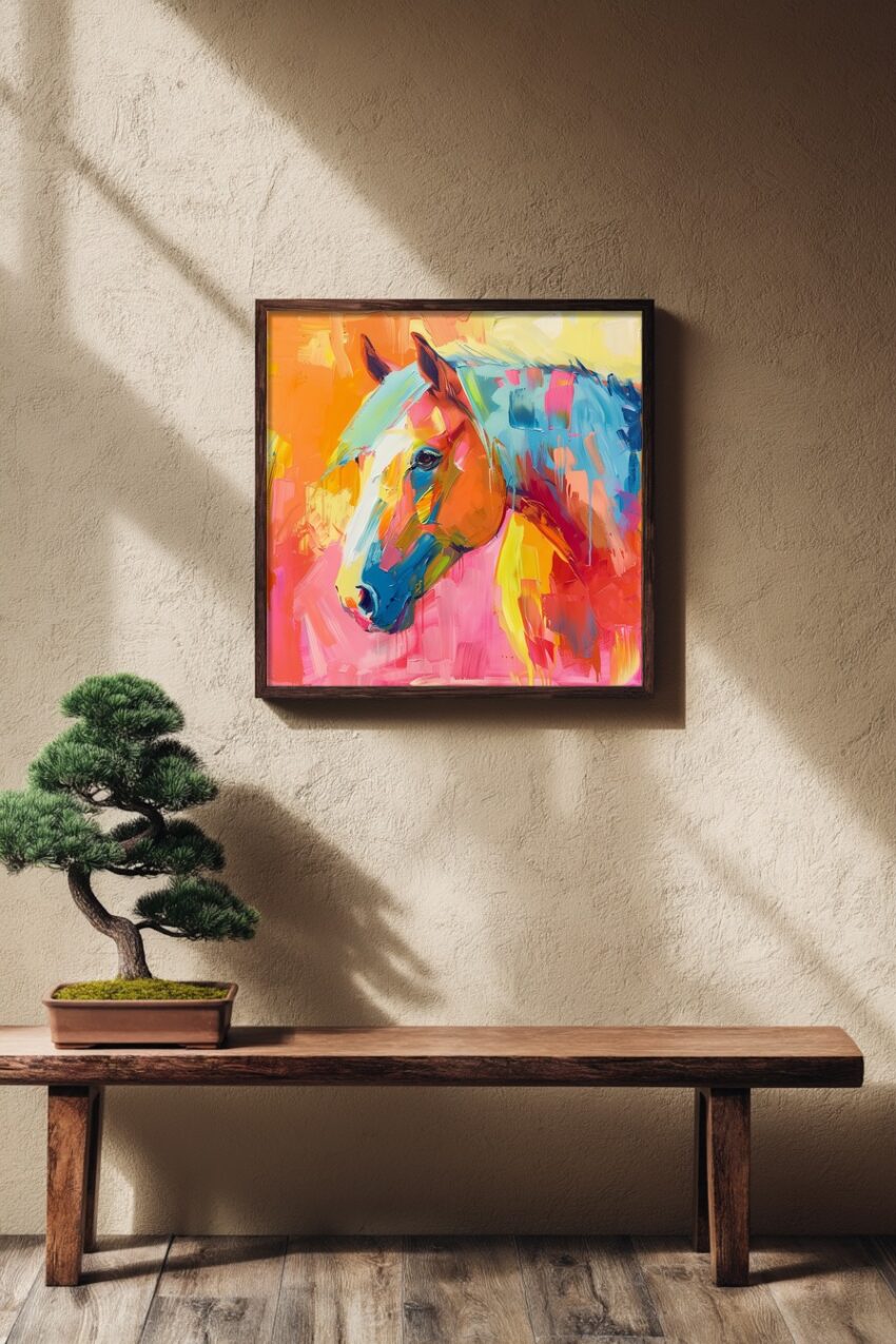 Digitale Kunst Poster Pferd bunt farbenfroh abstrakt