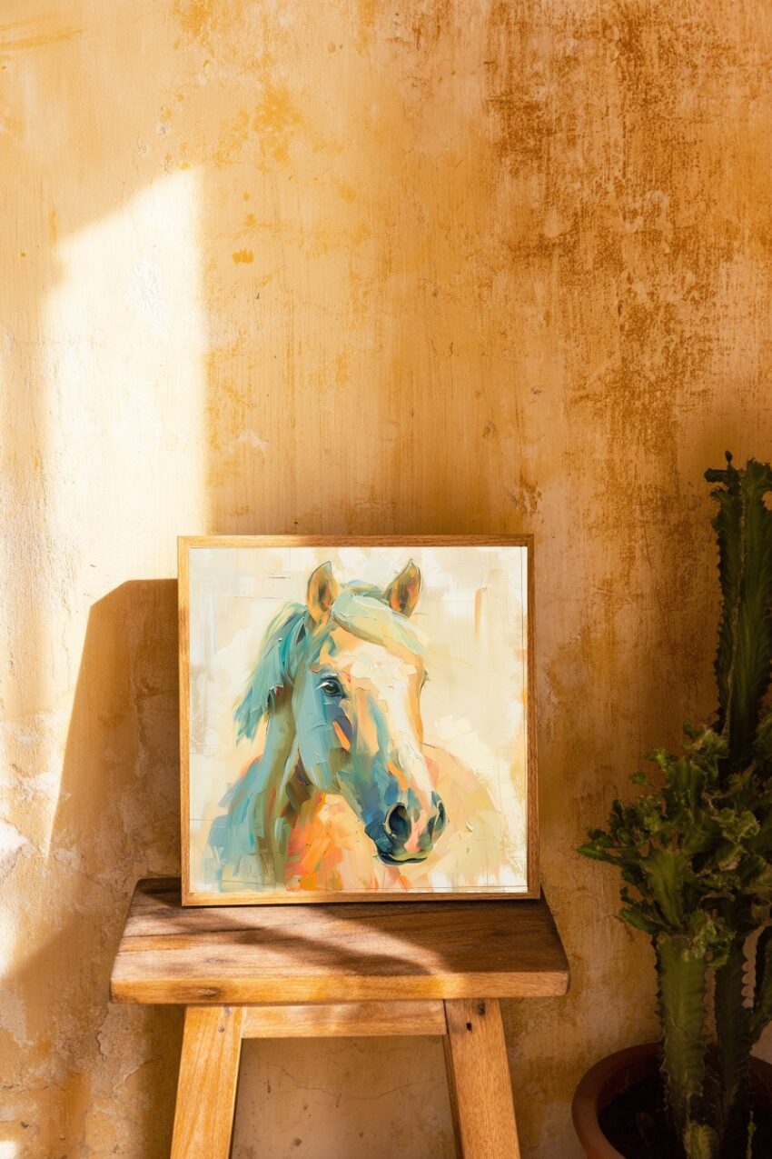 Malerei Poster Pferdekopf farbig lebendig