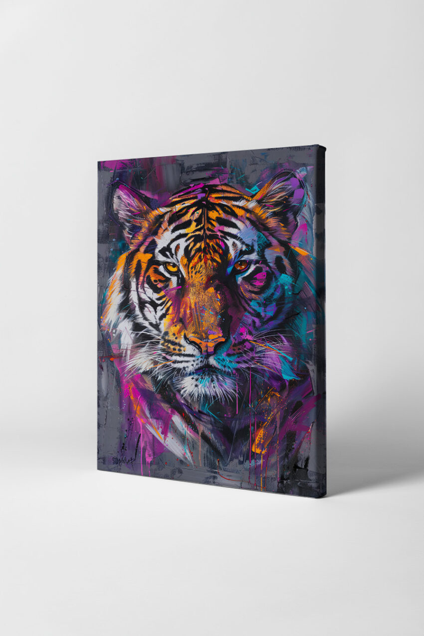 Grafik Poster Tiger Kopf bunt farbig urban