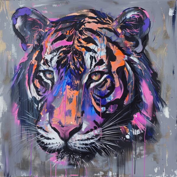 Tiger Porträt farbig Poster