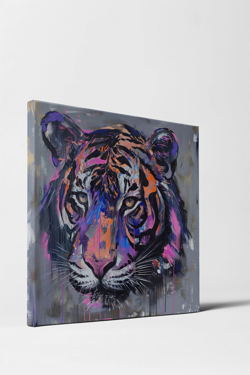 Grafik Poster Tiger Kopf bunt farbig