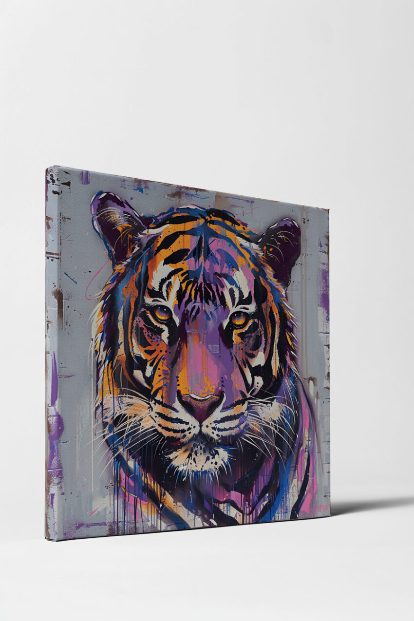 Grafik Poster Tiger Kopf farbig bunt