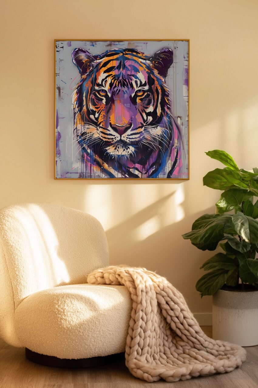 Grafik Poster Tiger Kopf farbig bunt