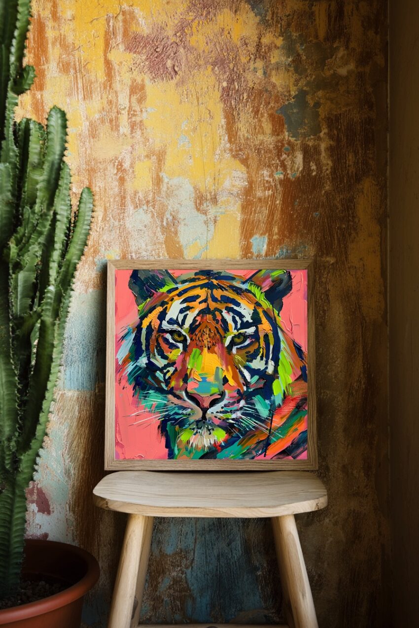 Malerei Poster Tiger farbig bunt