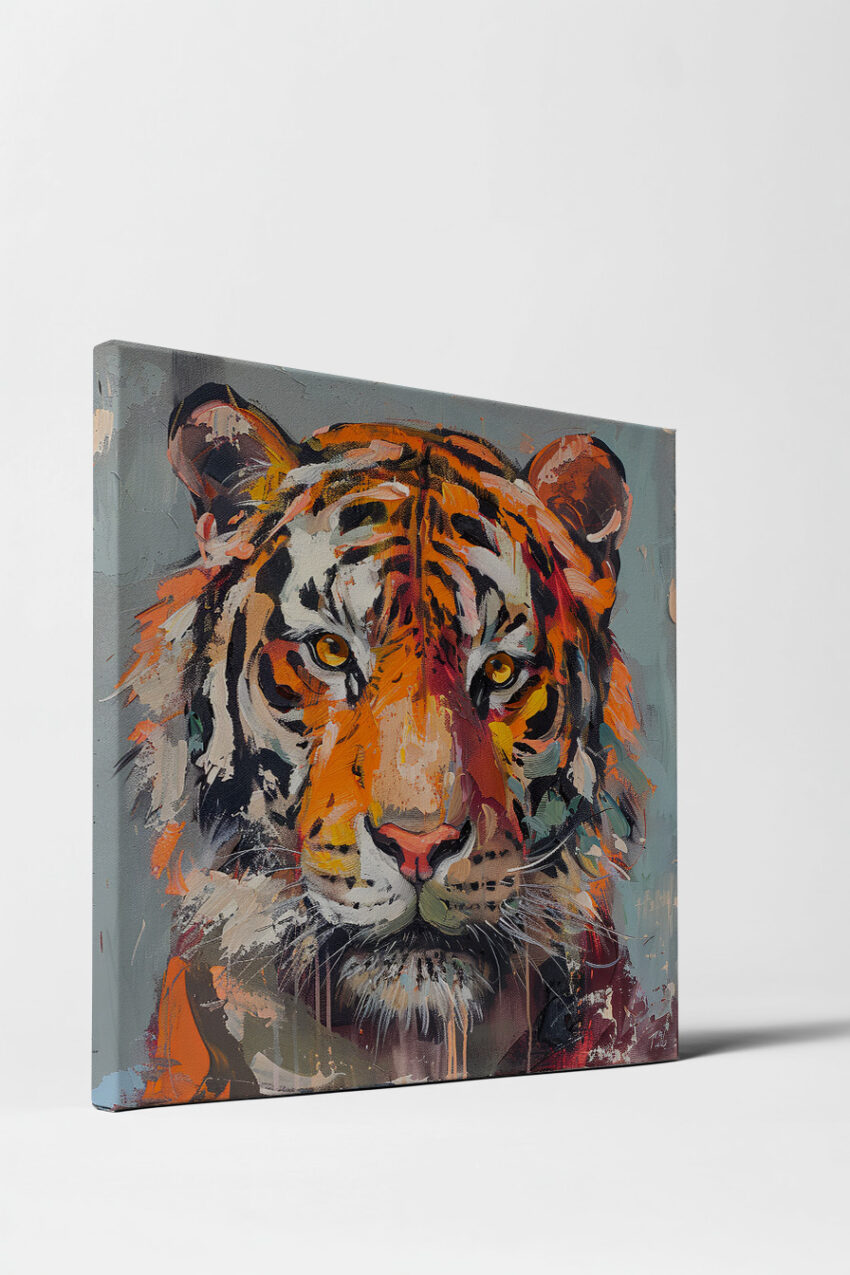 Illustration Poster Tiger Porträt bunt orange schwarz