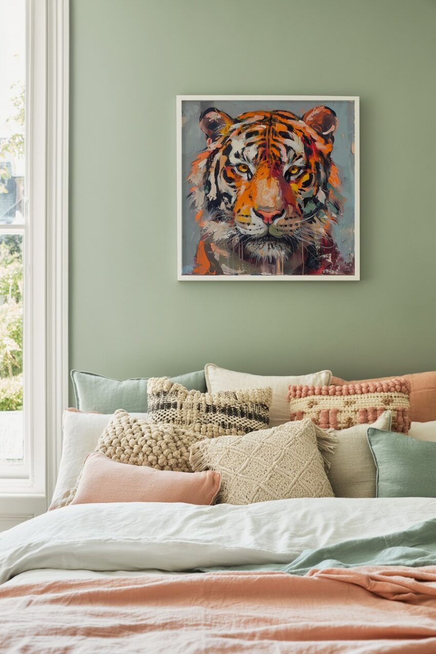 Illustration Poster Tiger Porträt bunt orange schwarz
