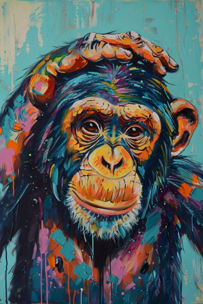 Schimpanse bunt Leinwandbild