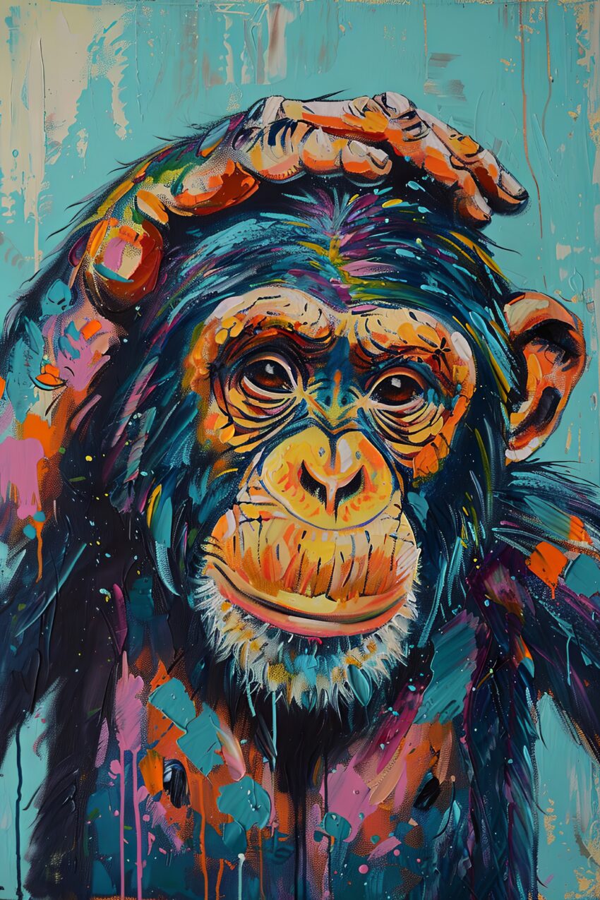 Malerei Poster Schimpanse farbig bunt