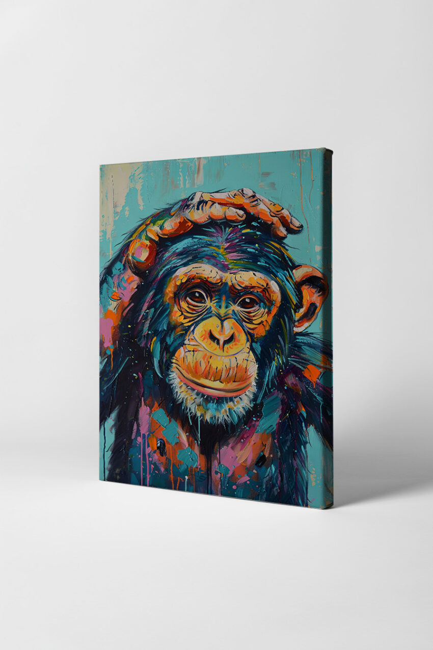 Malerei Poster Schimpanse farbig bunt