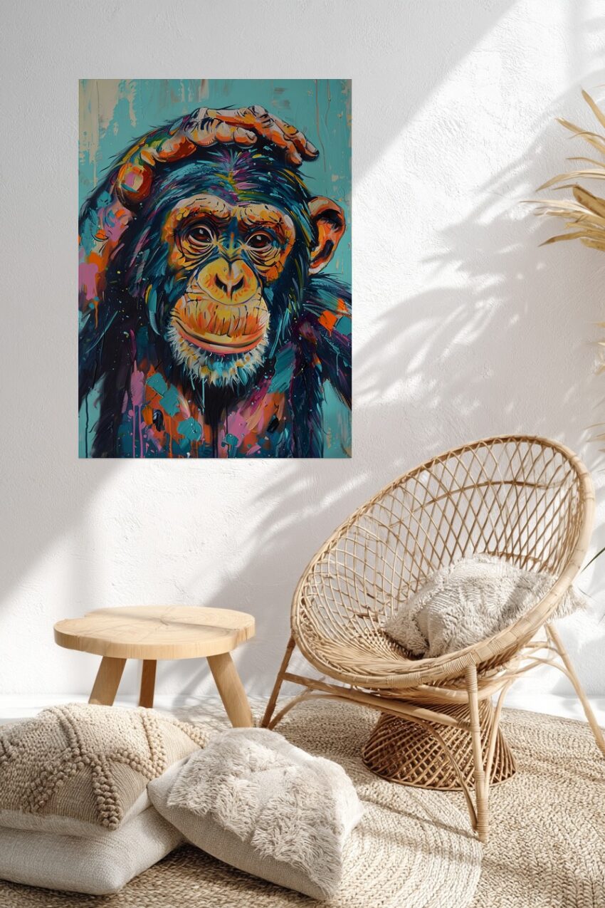 Malerei Poster Schimpanse farbig bunt