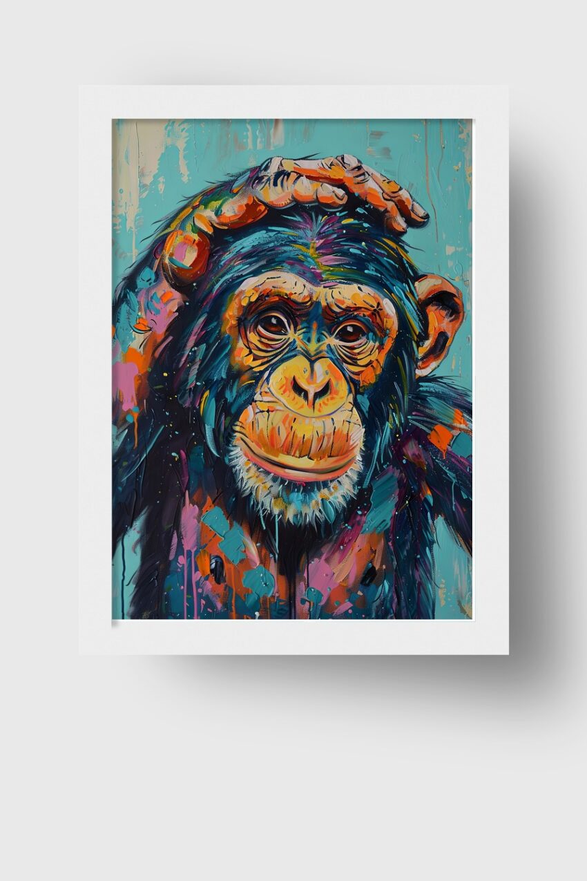 Malerei Poster Schimpanse farbig bunt