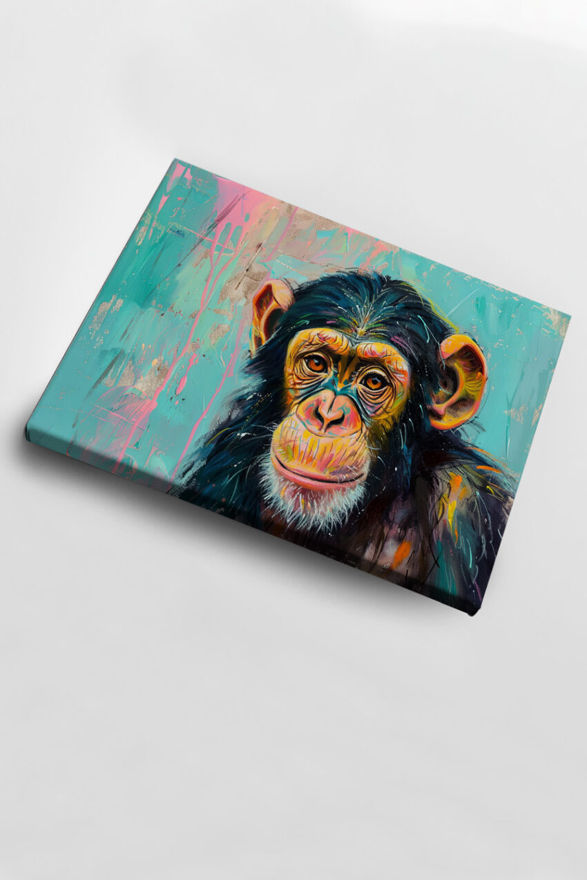 Digitale Kunst Poster Schimpanse Porträt farbig bunt