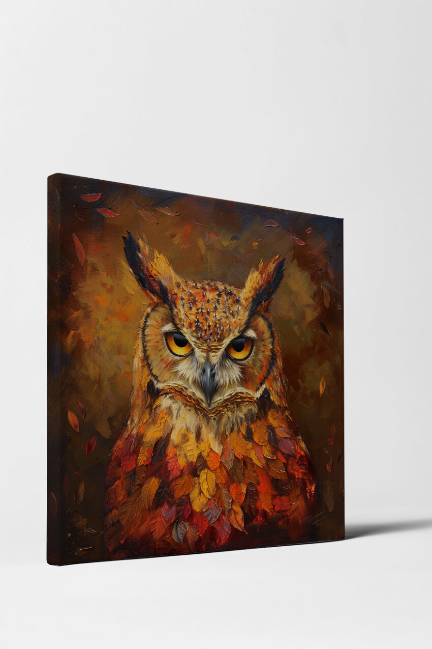 Malerei Poster Eule herbstlich orange braun