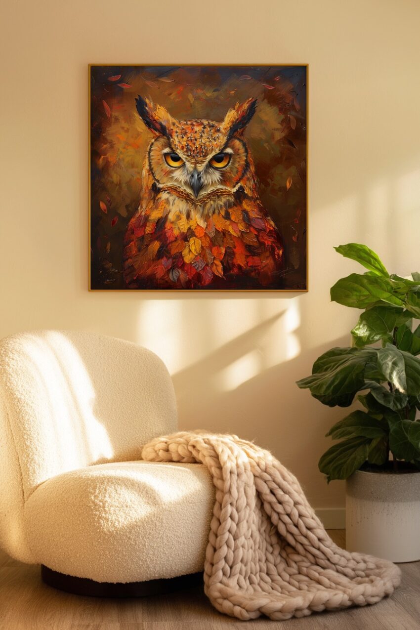 Malerei Poster Eule herbstlich orange braun