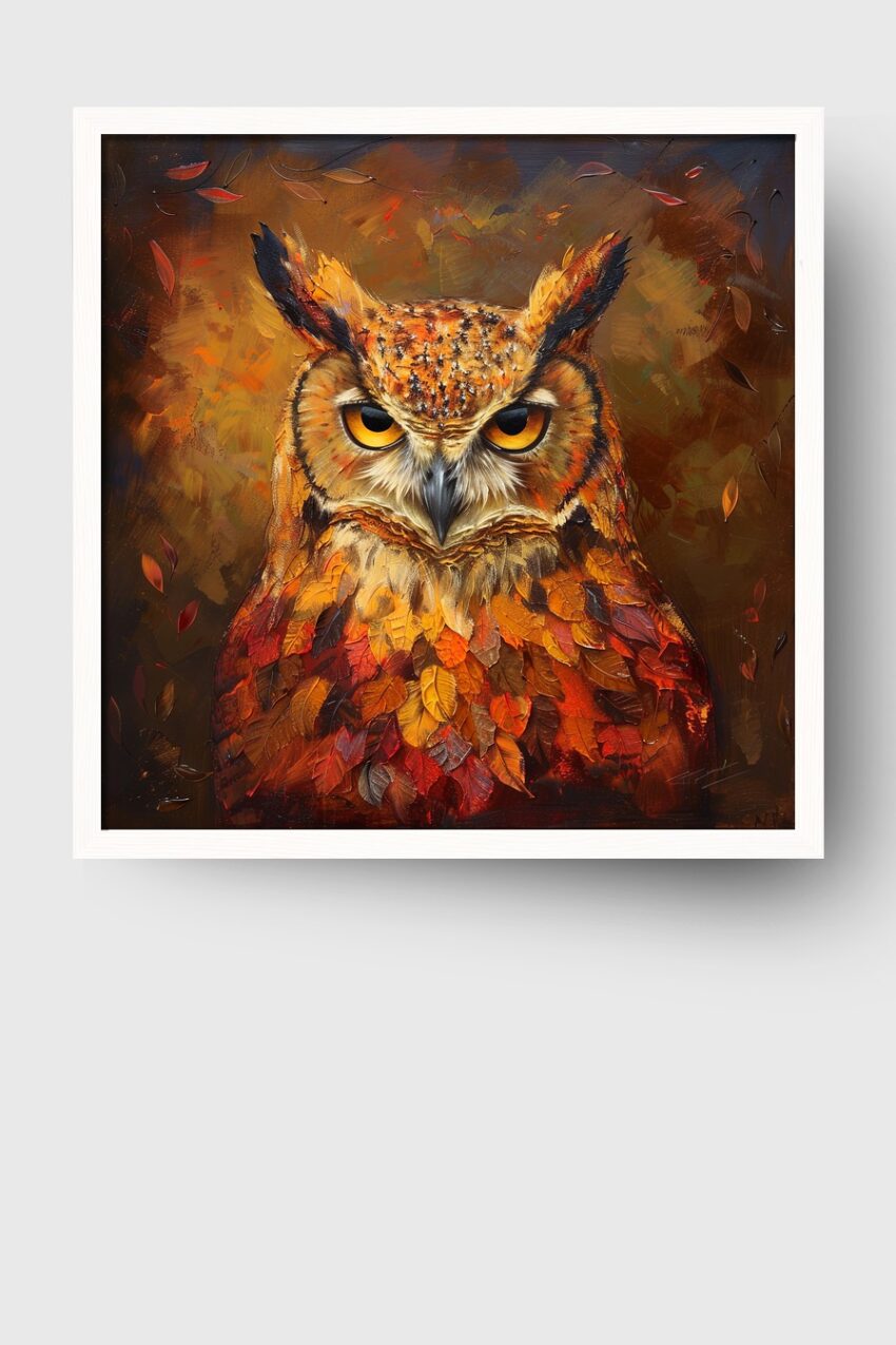 Malerei Poster Eule herbstlich orange braun