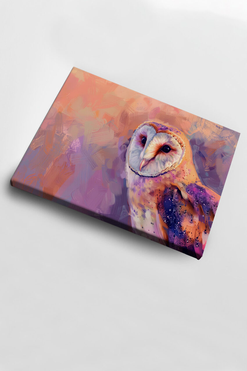 Digitale Kunst Poster Schleiereule farbig Porträt detailliert