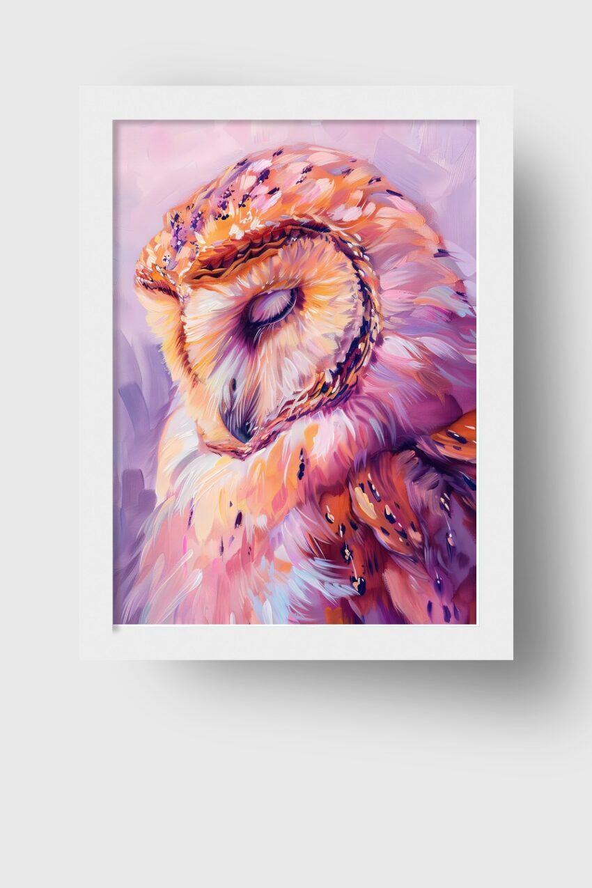 Digitale Kunst Poster Eule farbig Porträt geschlossen