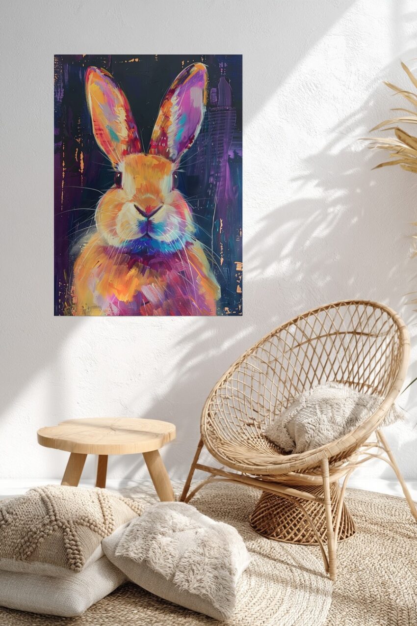 Digitale Kunst Poster Kaninchen farbig bunt Porträt