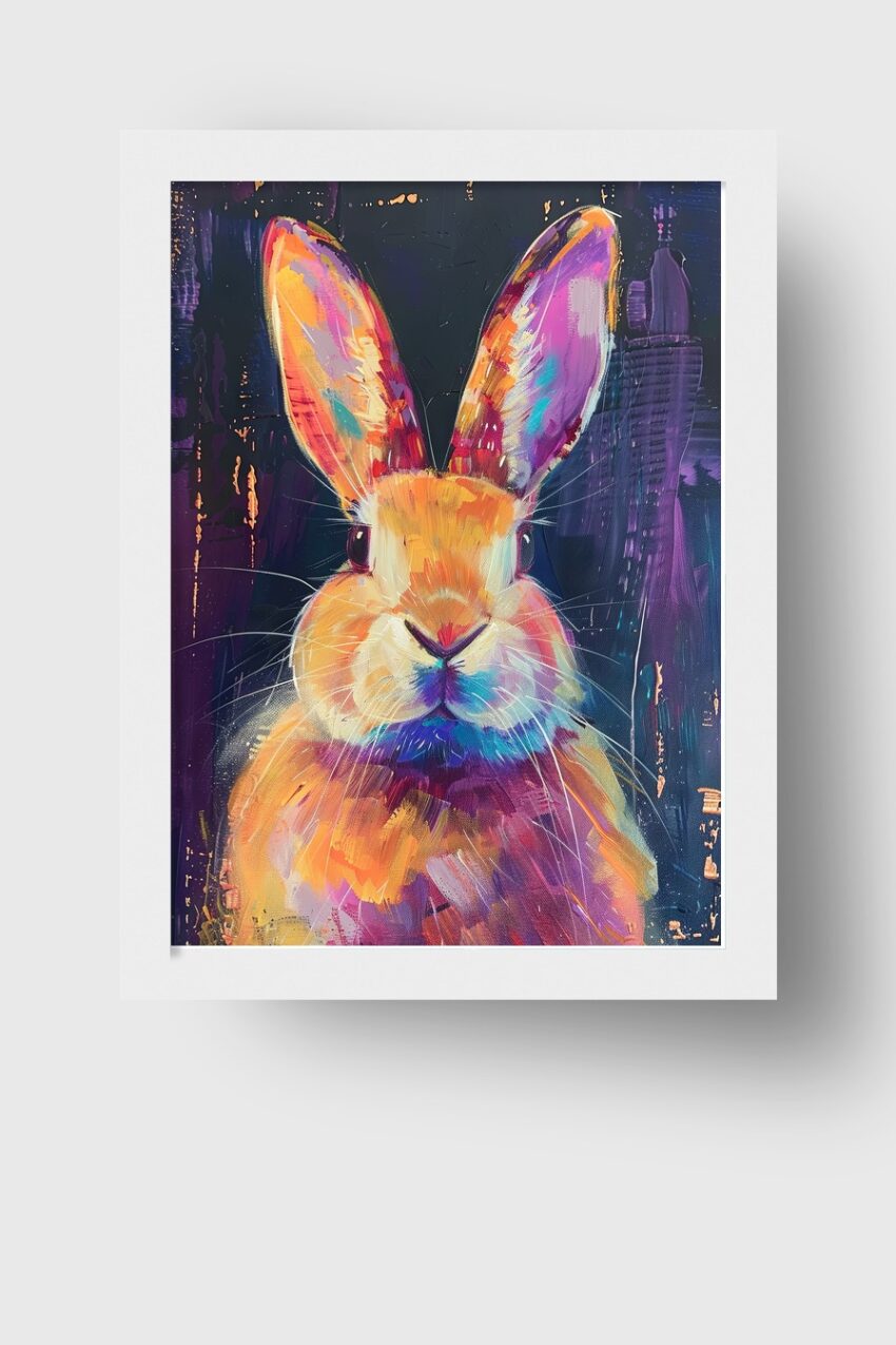 Digitale Kunst Poster Kaninchen farbig bunt Porträt