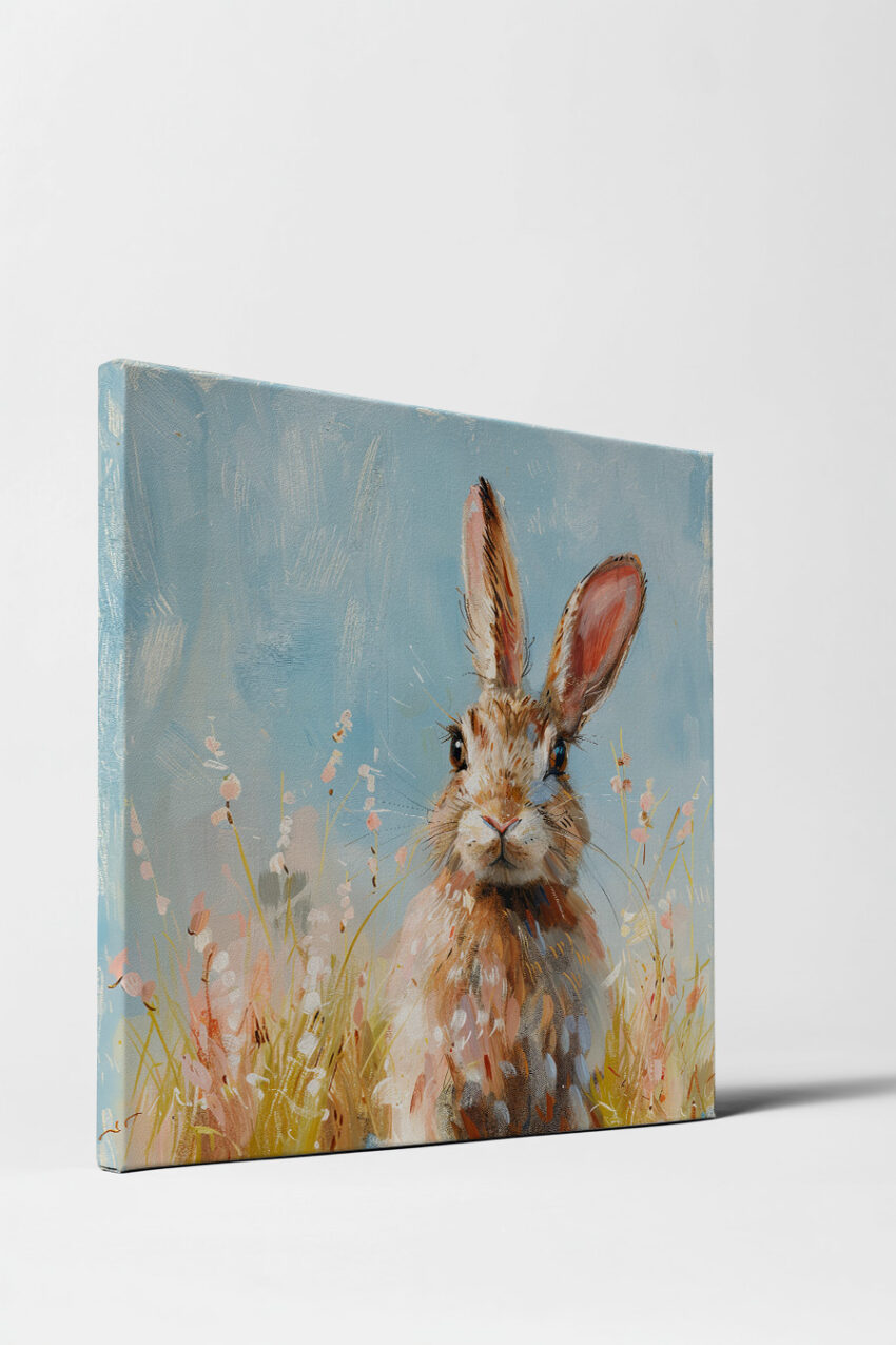 Illustration Poster Hase Natur braun Gras