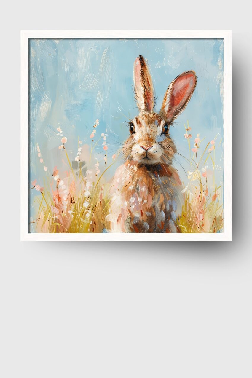 Illustration Poster Hase Natur braun Gras