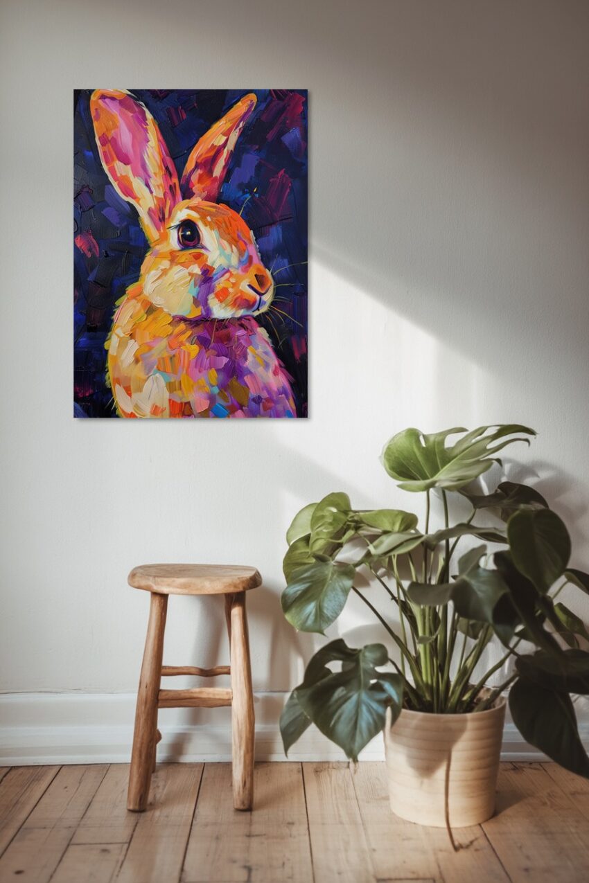 Malerei Poster Hase bunt farbig lebendig