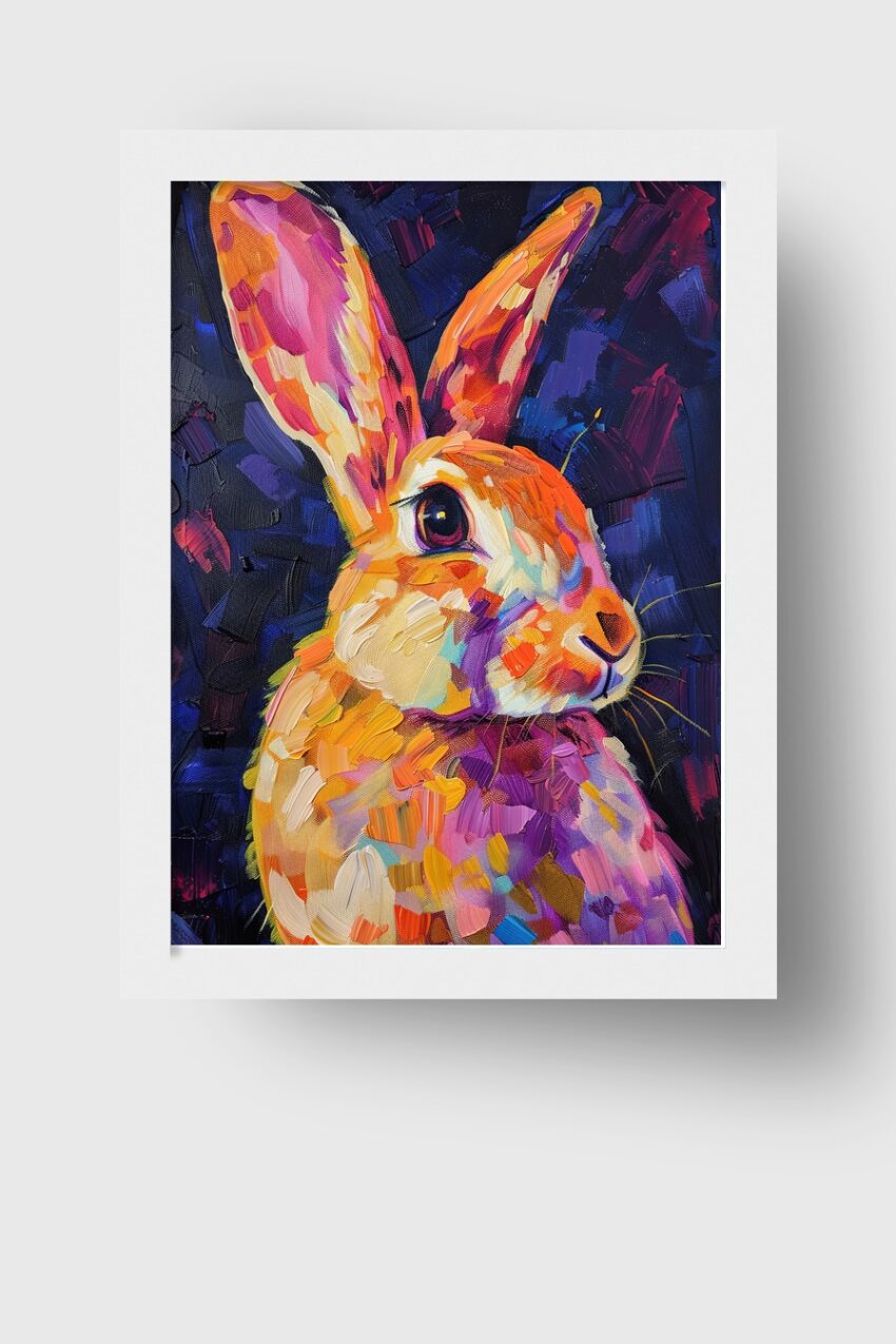 Malerei Poster Hase bunt farbig lebendig