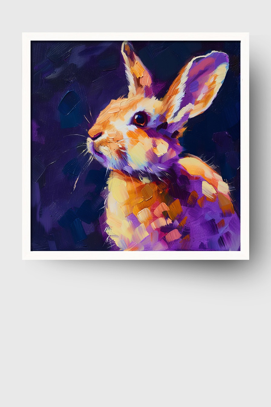 Malerei Poster Hase farbig bunt