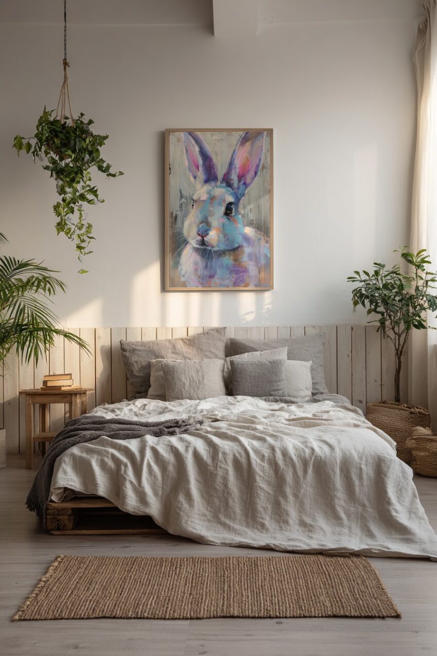 Malerei Poster Hase farbig bunt Portrait