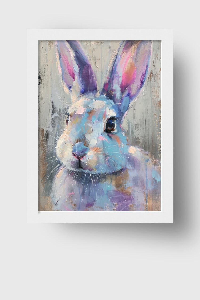 Malerei Poster Hase farbig bunt Portrait