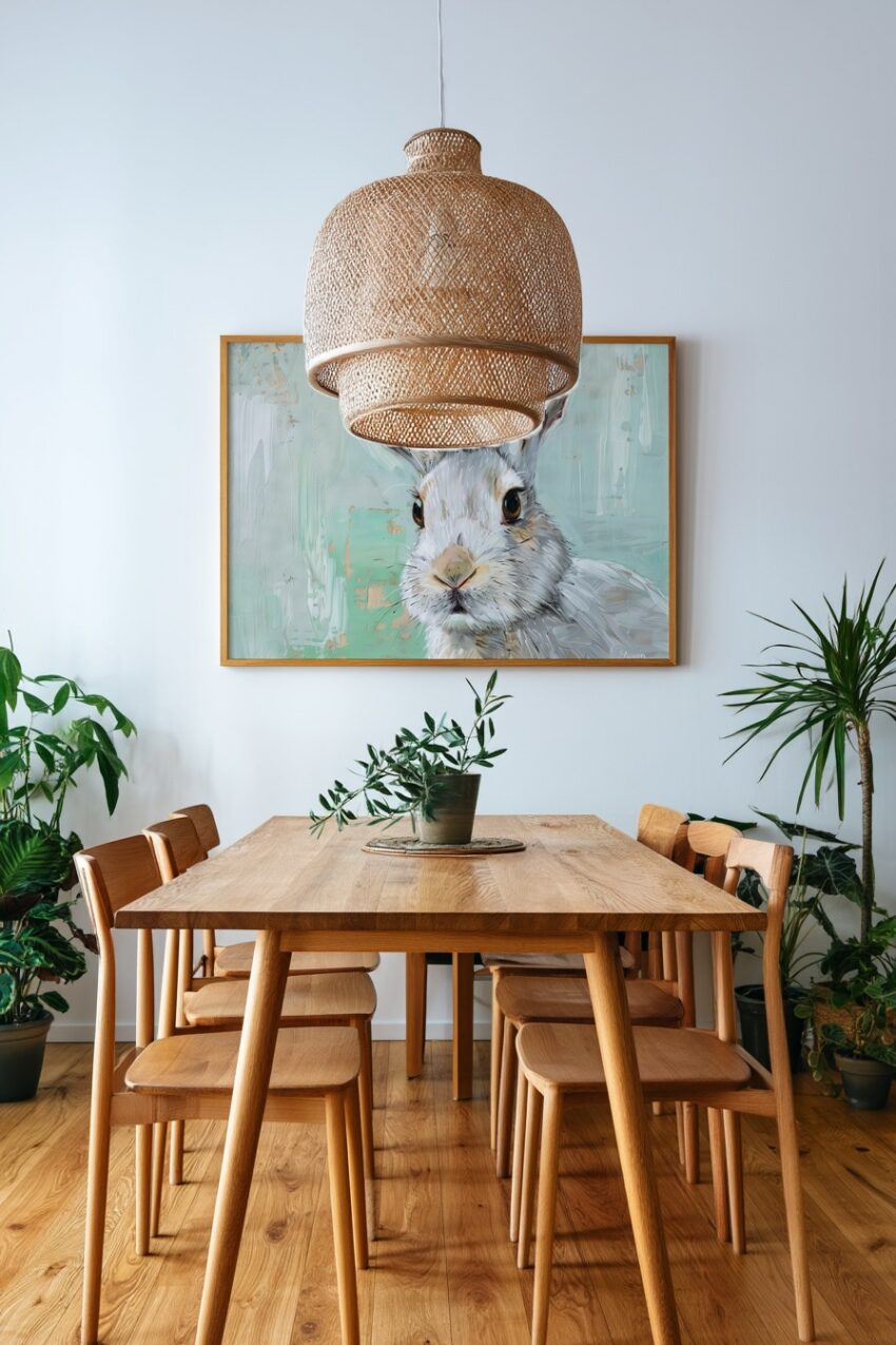 Malerei Poster Hase Kopf pastell hell